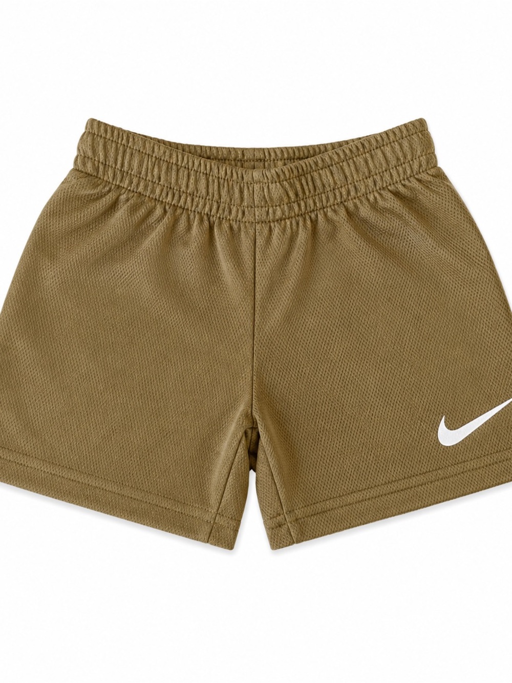 Nike Kids Olive/Tan Mesh Athletic Shorts with White Swoosh